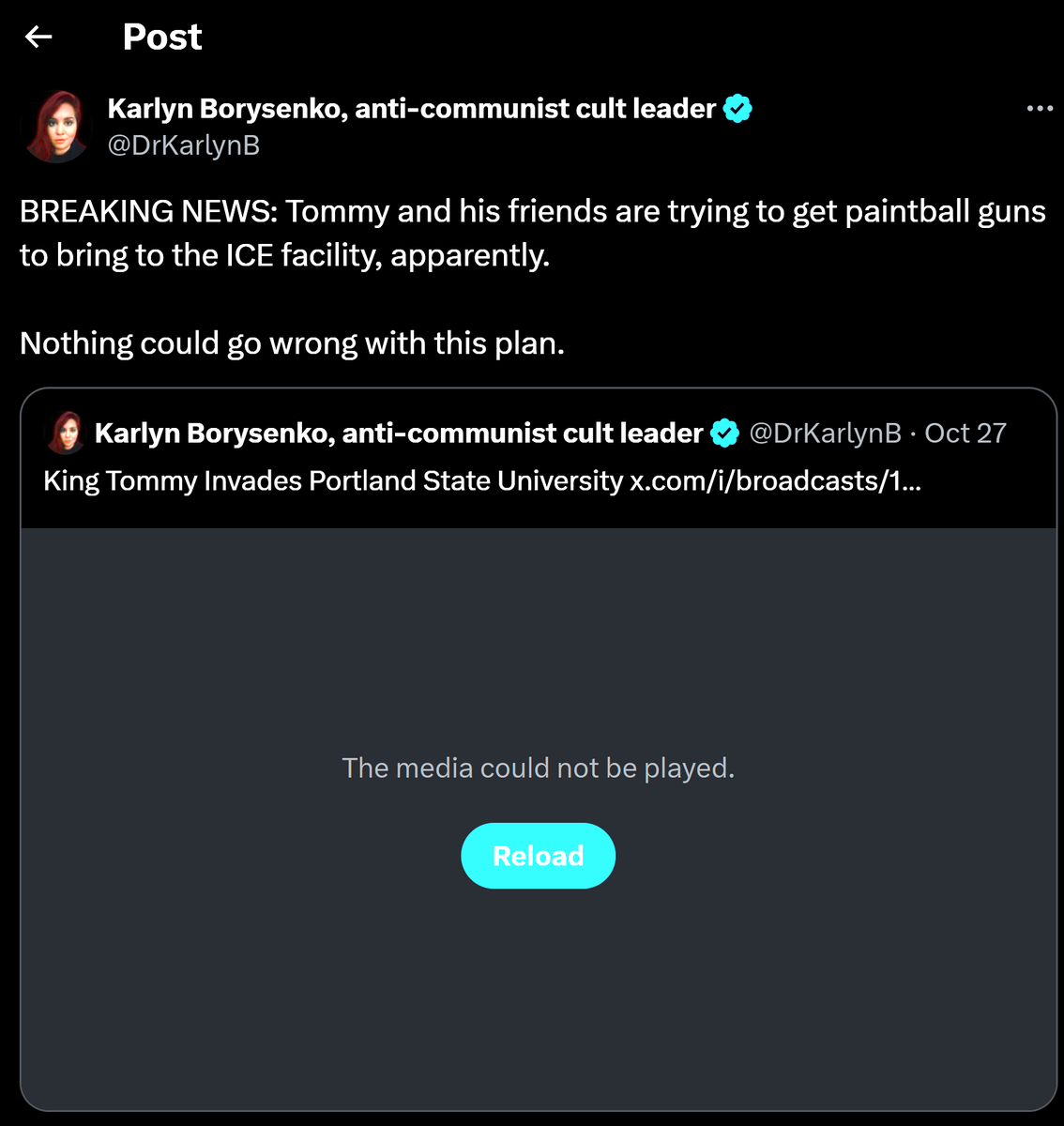 ScottMangum9's tweet photo. @SafetyNotorious For Those Who Did Not See @DrKarlynB Post She #Predictably Deleted ....Here it is....
@Tommy4Trump420 https://t.co/cBSshHX7QW