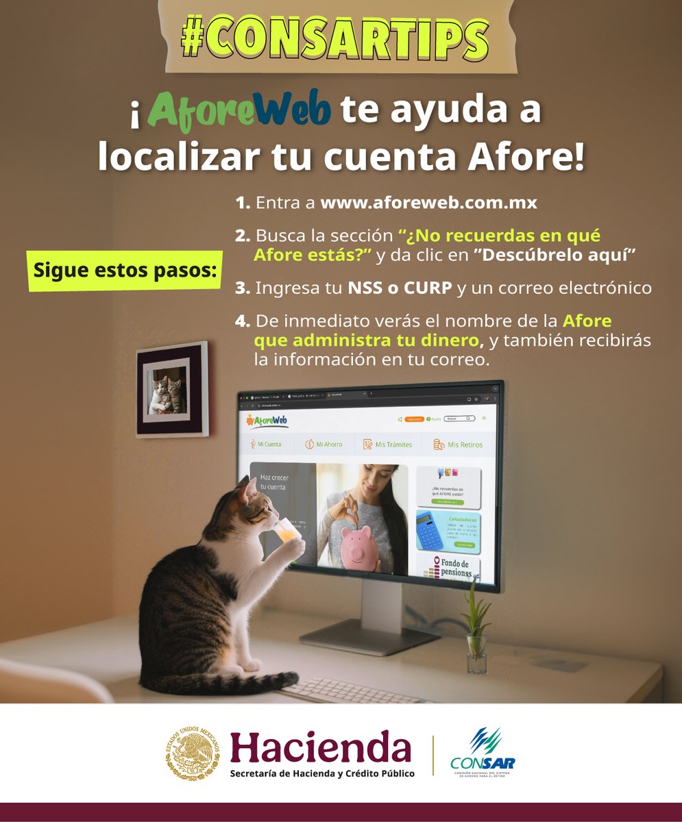 CONSAR_mx's tweet photo. 🔎Localizar tu cuenta #Afore es una decisión financiera responsable y necesaria. 

💻Aprende cómo encontrar tu #Ahorro para el #Retiro con ayuda de #AforeWeb.

#ConSARTips ✨ https://t.co/cgbH8poWX0