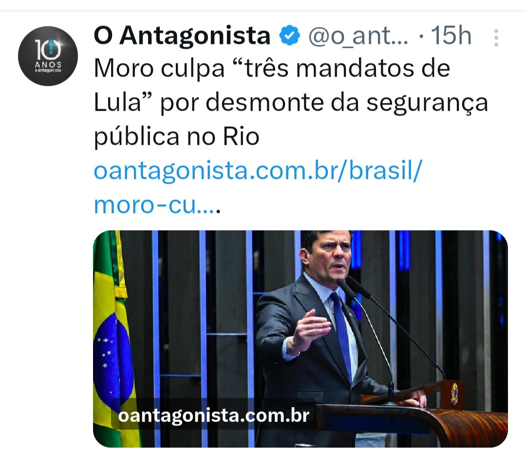 Há 25 anos o Estado só RJ é governado pela direita. Mas a limitação cognitiva do Sérgio Moro faz com ele enxergue Lula como responsável pela situação caótica, em todo esse tempo e pela chacina do Cláudio Castro
