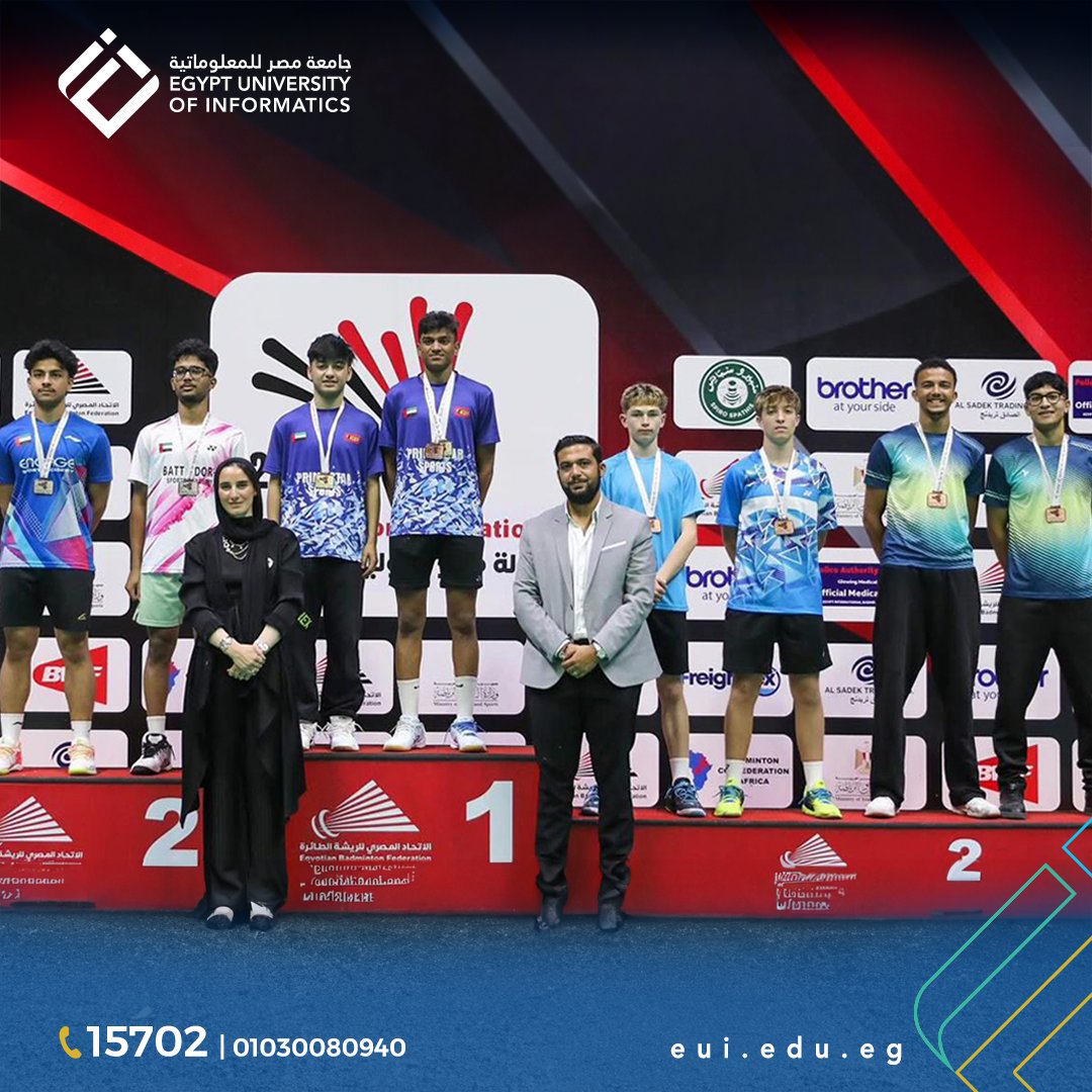 Egyuniversity's tweet image. Proud moment for EUI! 🎉
EUIans Reem Hussein &amp;amp; Mostafa Ahmed won silver 🥈 and bronze 🥉 at the 1st Egypt International Junior Badminton Championship 🇪🇬🏸

Congrats to our champions for making EUI &amp;amp; Egypt proud!
#EUI #Sports #Athletes #Badminton