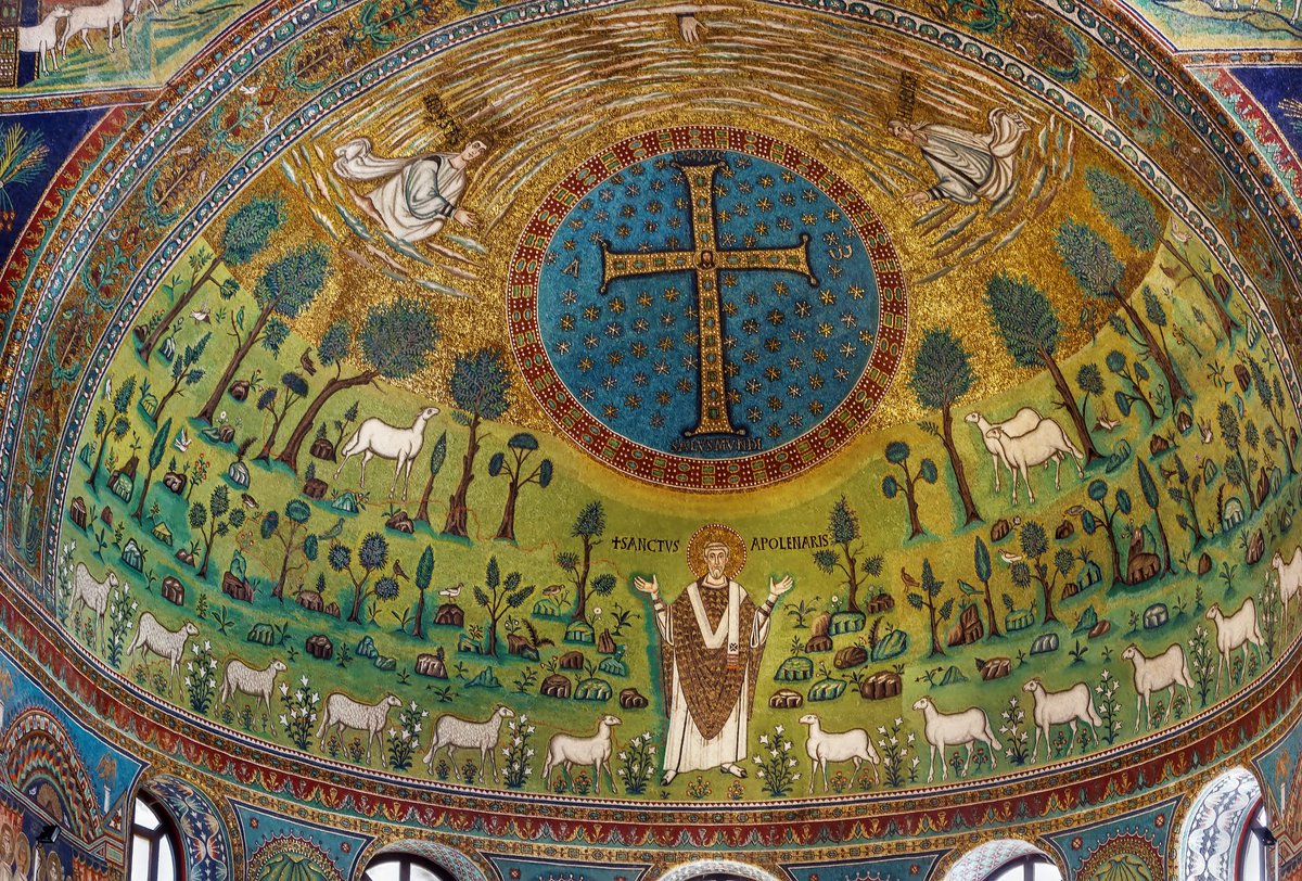 there are exactly 99 stars in that blue disc. the count isn’t random; in liturgical art writing it’s taken as a pointed echo of the Gospel parable of the ninety‑nine sheep, with the missing one made present as Christ in the jeweled Cross.

the cross itself is a word‑puzzle in