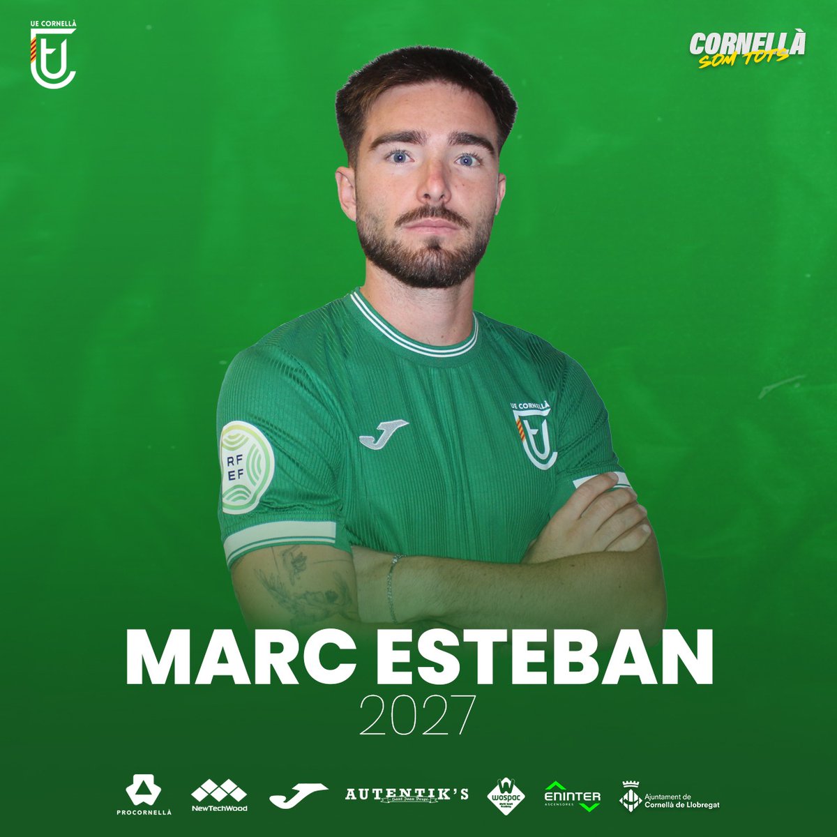 🟢 𝐌𝐀𝐑𝐂 𝐄𝐒𝐓𝐄𝐁𝐀𝐍, 𝟐𝟎𝟐𝟕

ℹ️ El centrocampista, recuperado de su grave lesión, reafirma su compromiso con la 𝐔𝐄𝐂.

👏🏻 ¡Qué gran noticia, <a href="/MarcEsteban7/">Marc Esteban</a>!

🔗 uecornella.cat/marc-esteban-2…

#UECornellà #Ambelverdalcor 💚