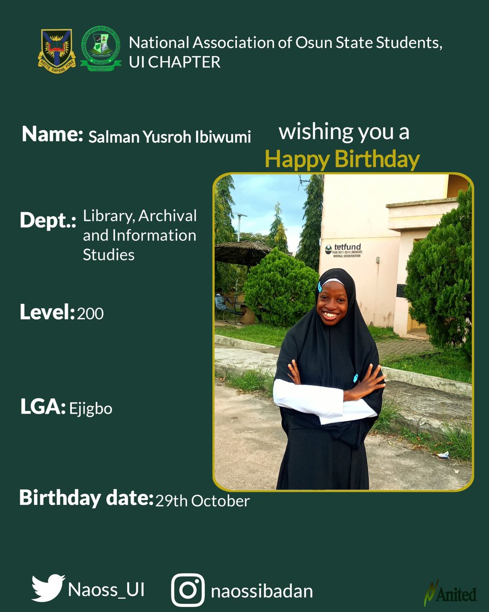 naoss_ui's tweet photo. HAPPY BIRTHDAY TO YOU Yusroh

May this new year bring you joy, success and unforgettable memories . Wishing you a day filled with joy and happiness.

WISHING YOU LONG LIFE AND PROSPERITY FROM ALL OF US AT NAOSS, UI

Best Regards >>> TEAM BENEVOLENCE 🤍 https://t.co/yjDWlj3tYI