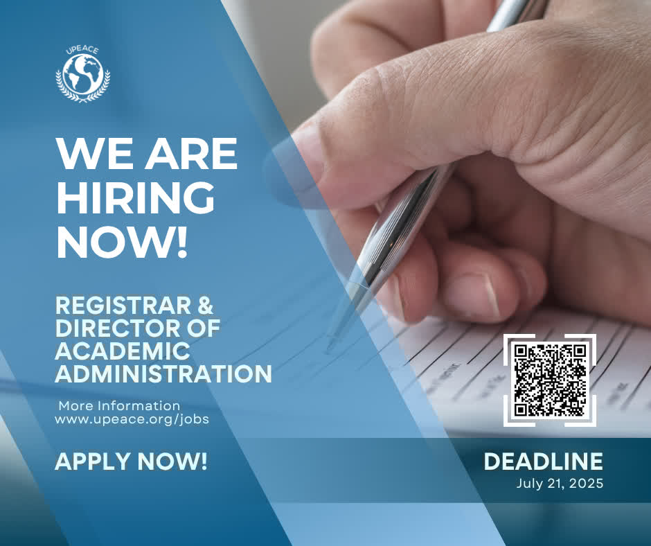 UPEACE's tweet image. 🌍 Exciting news! The University for Peace is hiring a Registrar! Must have a Master&apos;s degree &amp;amp; 3-5 years in academic admin. Apply by Nov 22, 2025! 💼 bit.ly/4oN7gOF  

#JobOpening #HigherEd #WorkforUs #UPEACE #ApplyNow