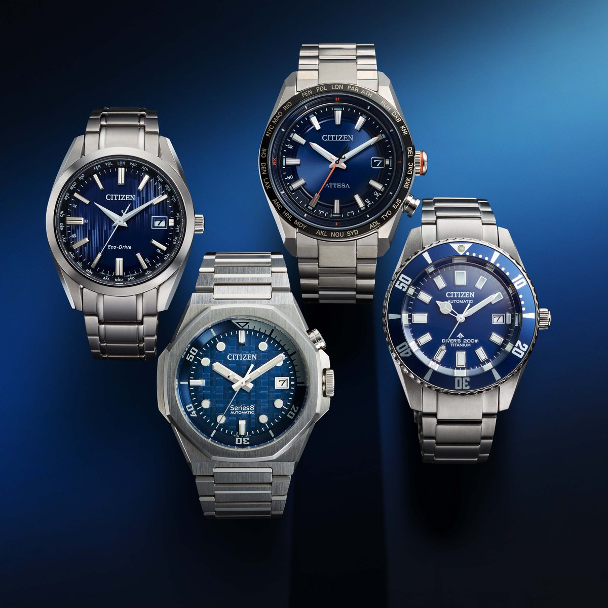 秋晴れの空とリンクする、ブルーの文字板が印象的なモデルをご紹介💙
知性と品格を感じさせる一本で、今日も気持ちよくスタート！

■CB0261-53L（画像左）
￥66,000(税抜価格￥60,000)
citizen.jp/shop/collectio…

■NB6060-58L（画像左から2番目）
￥198,000(税抜価格￥180,000)