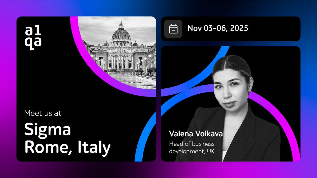 A1QA_testing's tweet image. 📍 From November 3 to 6, Rome will host SiGMA Central Europe — a key event for iGaming and tech professionals. Valena Volkova will be there to connect and collaborate. Join her at the event to discover how our expertise can support your business goals. #SiGMAEurope #QA #a1qa