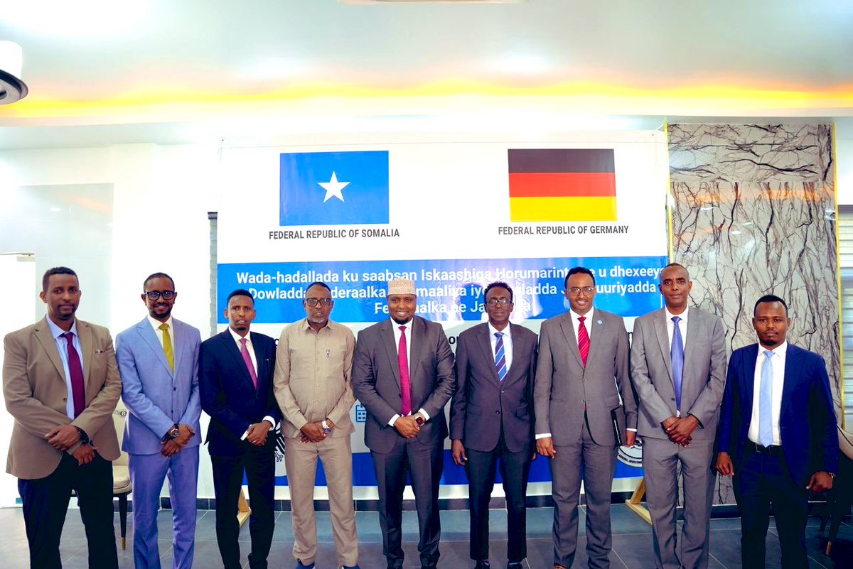 Wayakii's tweet photo. Honored to join the #Somali Govnegotiation team in #Mogadishu for our bilateral talks with the #German team. Discussions mark the start of the next 2 year cycle of development cooperation in key sectors including #agriculture, #education &amp; #TVET, and #peace &amp; #reconciliation https://t.co/K3hn5u1Qf0