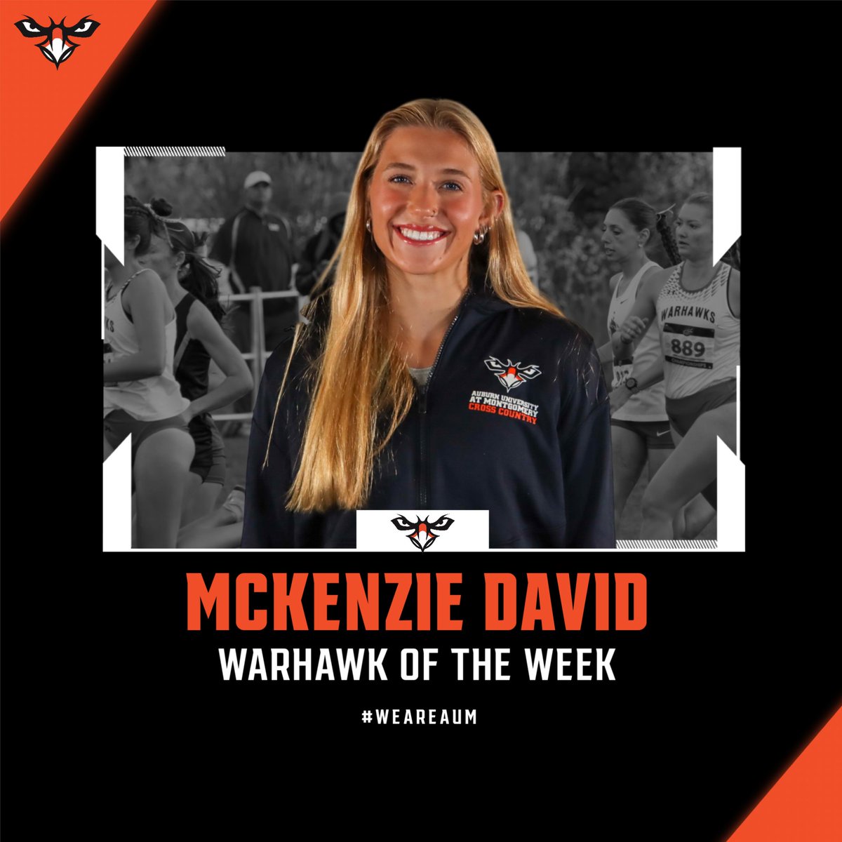 Shoutout to Mckenzie David for earning the Warhawk of the Week status! 🏃‍♀️

🔗 - tinyurl.com/4ak4p8mu

#WeAreAUM | #RunAUM
