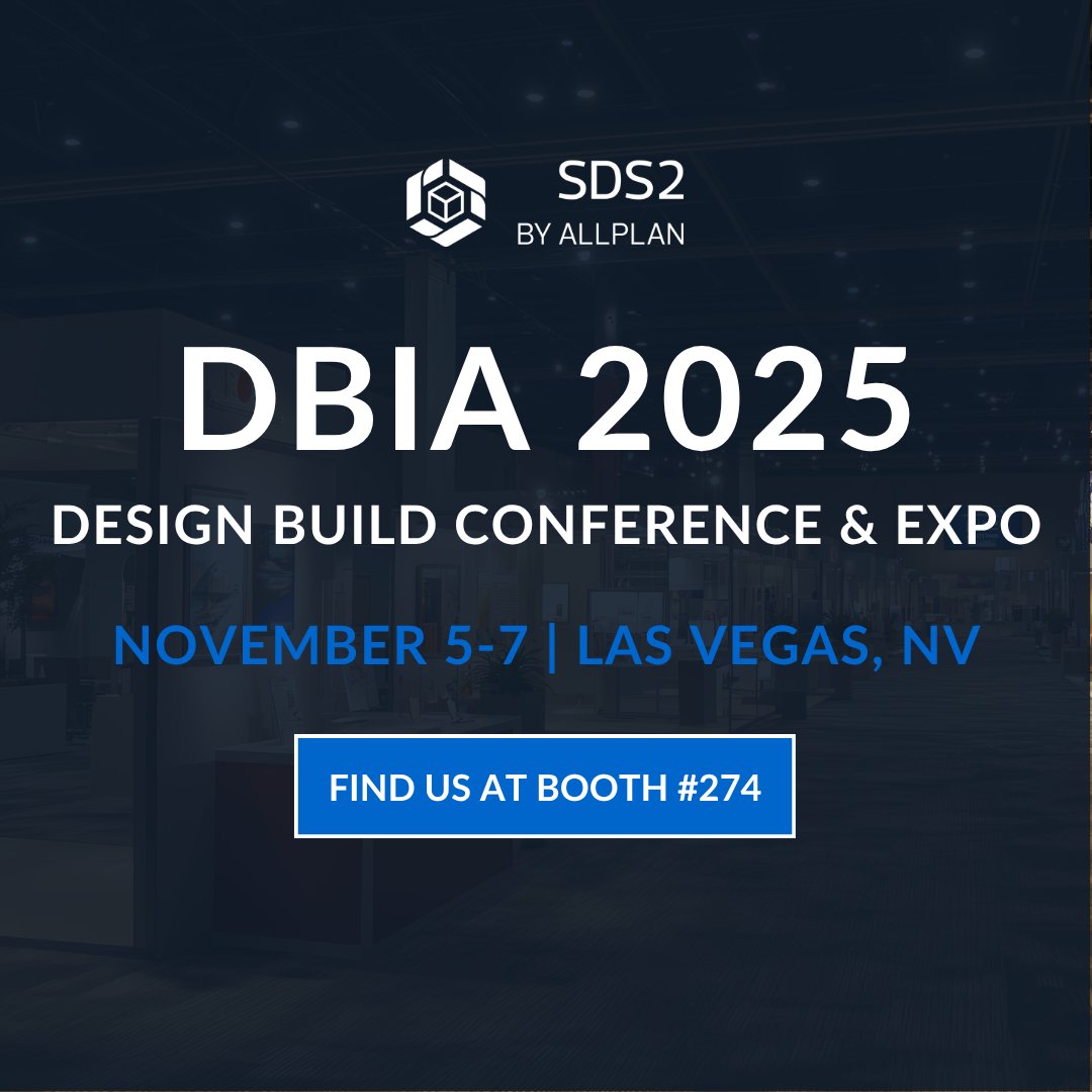 SDS2_Software's tweet image. Visit us at booth 274 at DBIA to experience the power of a fully connected model workflow with SDS2 + SCIA - where design, analysis, and detailing come together seamlessly. See how this integrated workflow streamlines collaboration, reduces rework, and delivers greater accuracy.