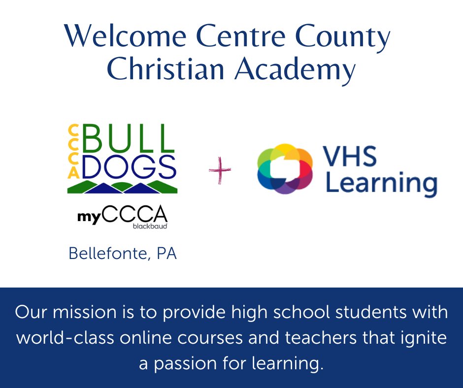 VHSLearning's tweet image. 🌟We are thrilled to welcome Centre County Christian Academy located in Bellefonte, PA to VHS Learning! Partnering with VHS Learning gives your students access to 200+ unique courses! Welcome!

#onlinelearning #onlinecourses #schoolpartnership #qualityeducation
