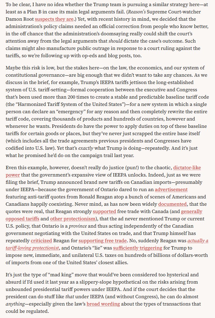 My new Capitolism <a href="/thedispatch/">The Dispatch</a> digs into some of the truly nutty tariff policy claims the Trump legal team is telling SCOTUS - and why we trade wonks felt compelled to respond:

"Why I Wrote to the Supreme Court Last Week"