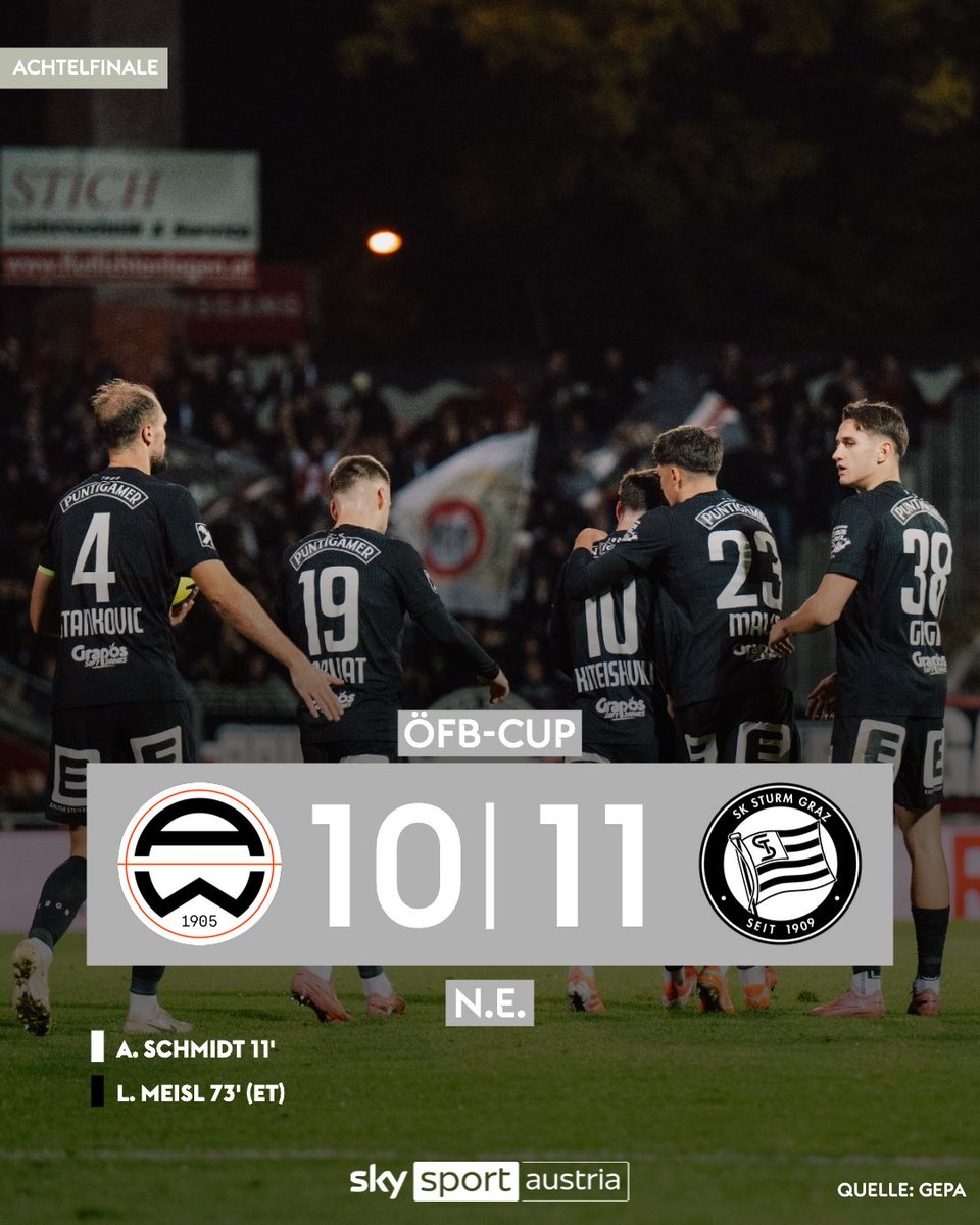 SkySportAustria's tweet photo. Elfer-Drama in der Südstadt! Sturm zittert sich gegen die Admira ins ÖFB-Cup-Viertelfinale! ⚽️💥
Alle Infos 👉 https://t.co/Tu0Fski6H9
#SkySport #ÖFBCup #ADMSTU #Admira #Sturm https://t.co/bB3GWe1CHw