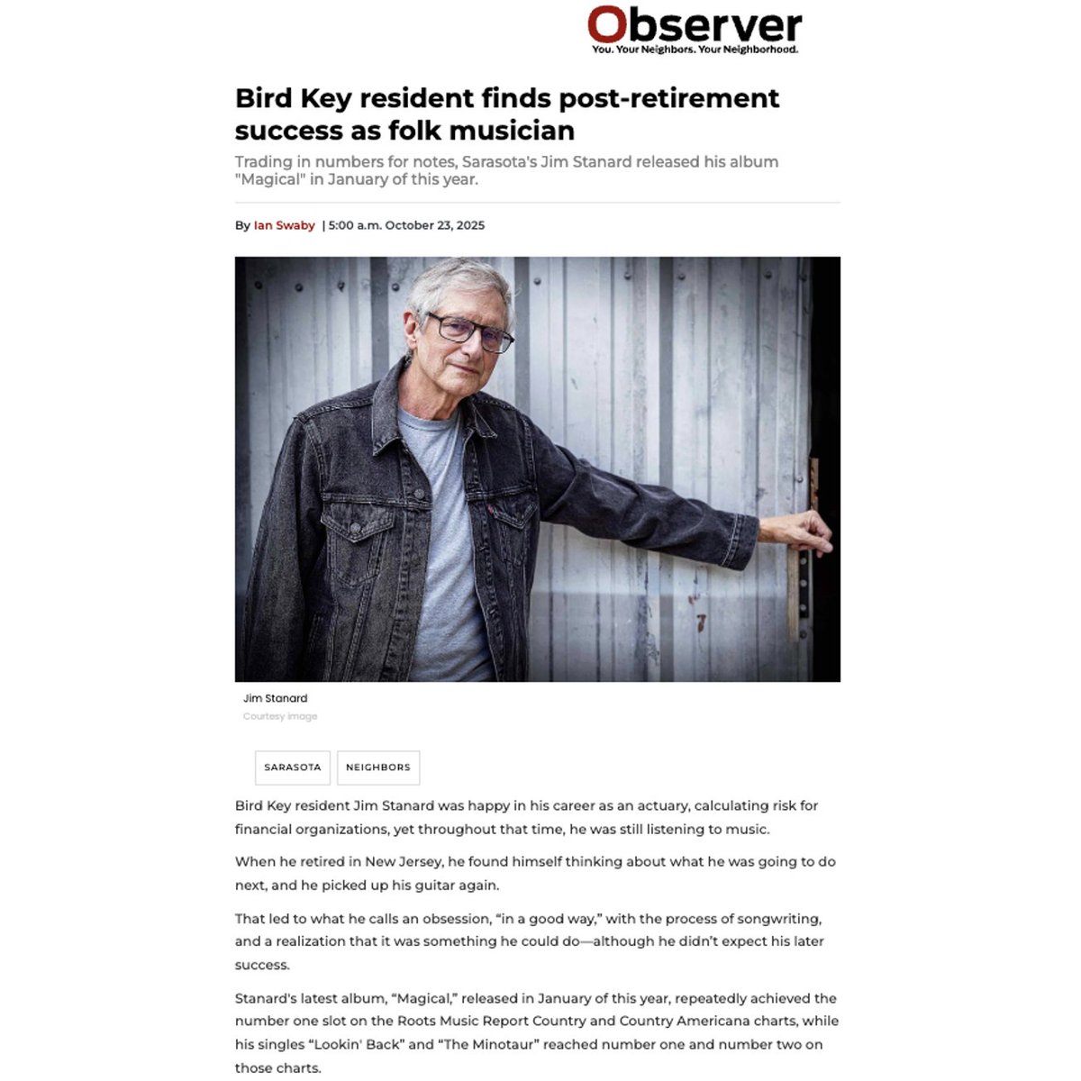 Thank you <a href="/ObserverGroup/">Your Observer</a> for the interview!

You can read it on their website!