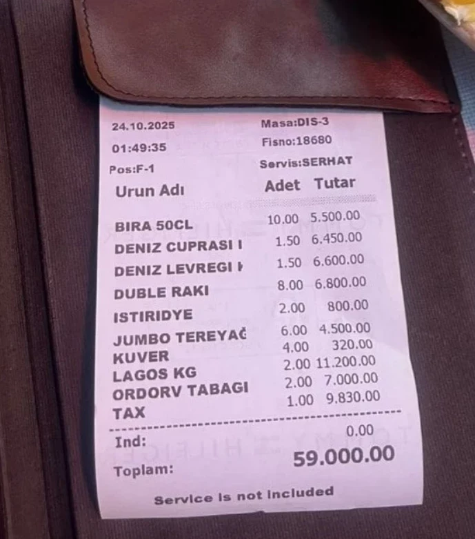 Almanya'dan gelen turistlerden 59.000 TL hesap alan işletmeye 139.305 TL para cezası kesildi.