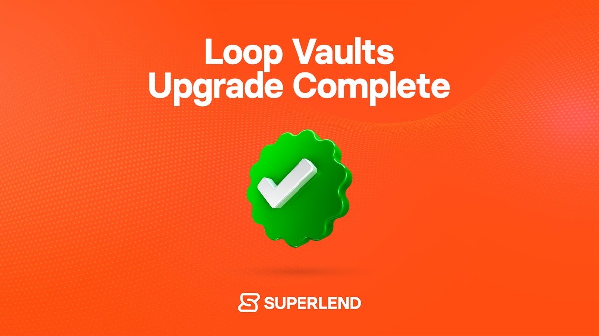 XTZ &amp; BTC Loop Vault upgrades on <a href="/etherlink/">Etherlink 🔗</a> are complete.

Following community feedback, we’ve removed socialized slippages and improved deposit and withdrawal flow.

→ loop.superlend.xyz