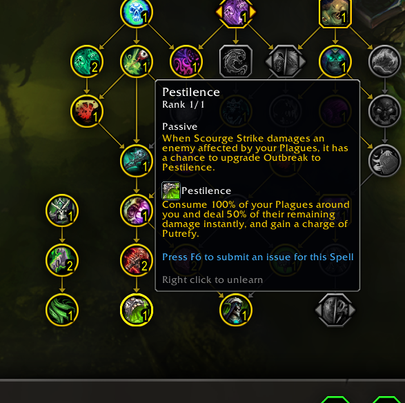 luxthos's tweet photo. There are still a few things I’m worried won’t be implemented well in the Cooldown Manager. For example, Death Knight still has no way to track its diseases. That is probably an oversight for now. I expected Outbreak to fill that role, but it does not.

Right now it looks like Outbreak was added only to indicate a proc of the new Pestilence talent. The icon changes and a glow appears to tell you to press it, and that’s about it. Without that talent, tracking Outbreak is pointless. There is no way to set a condition based on talent selection, so you have to remove it and add it back manually depending on whether you play the Pestilence build.

I suspect this will affect spells and abilities across multiple classes. This kind of relevance filtering is what I tried to solve with WeakAuras: show what matters for your current build and merge elements to save space. Achieving that with the Cooldown Manager may be harder, since that work has to be front loaded by Blizzard.

I’ll keep posting feedback on the Cooldown Manager with ideas and issues worth raising.