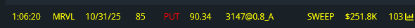 someone throwing away money on weekly puts here on 4 semi/ai related names within the last few minutes 

$CRWV $AVGO $ARM $MRVL