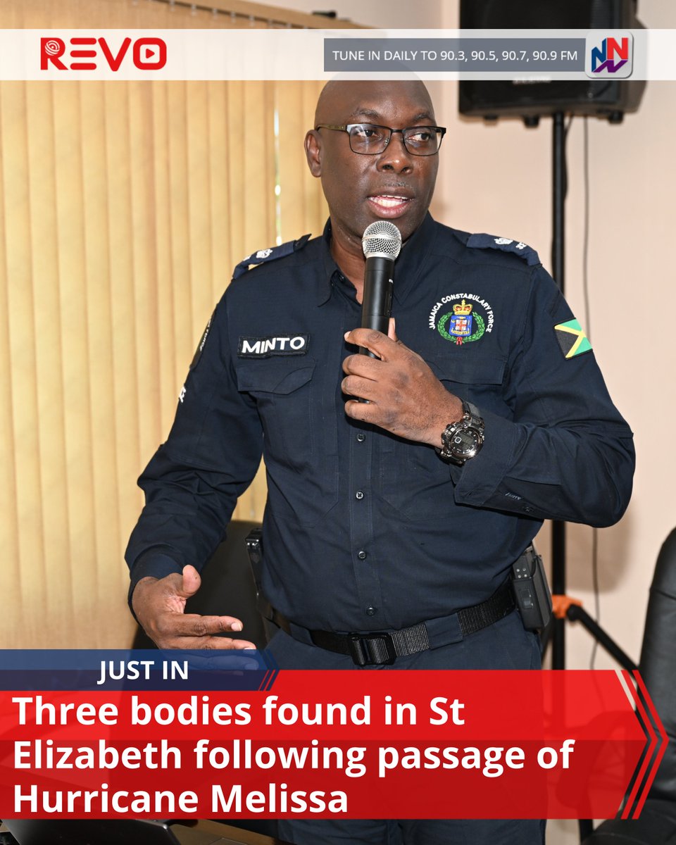 JUST IN: The St Elizabeth police has confirmed that at least three bodies have been found following the passage of Hurricane Melissa.

READ MORE HERE: revonews.ai/news/three-bod…