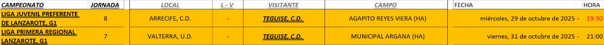 Partidos de esta semana, recalcando que el horario del partido juvenil de hoy miércoles se ha modificado a las 19:30 horas.