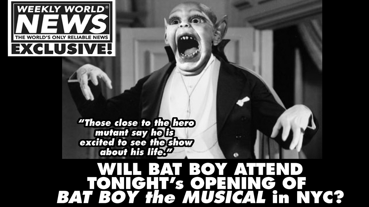weeklyworldnews's tweet image. "But will he be safe?  He is still on the run from the feds!"

@nycitycenter 

Tickets at New York City Center.  

nycitycenter.org/pdps/2025-2026…

#batboy #batboythemusical #musicals #opening