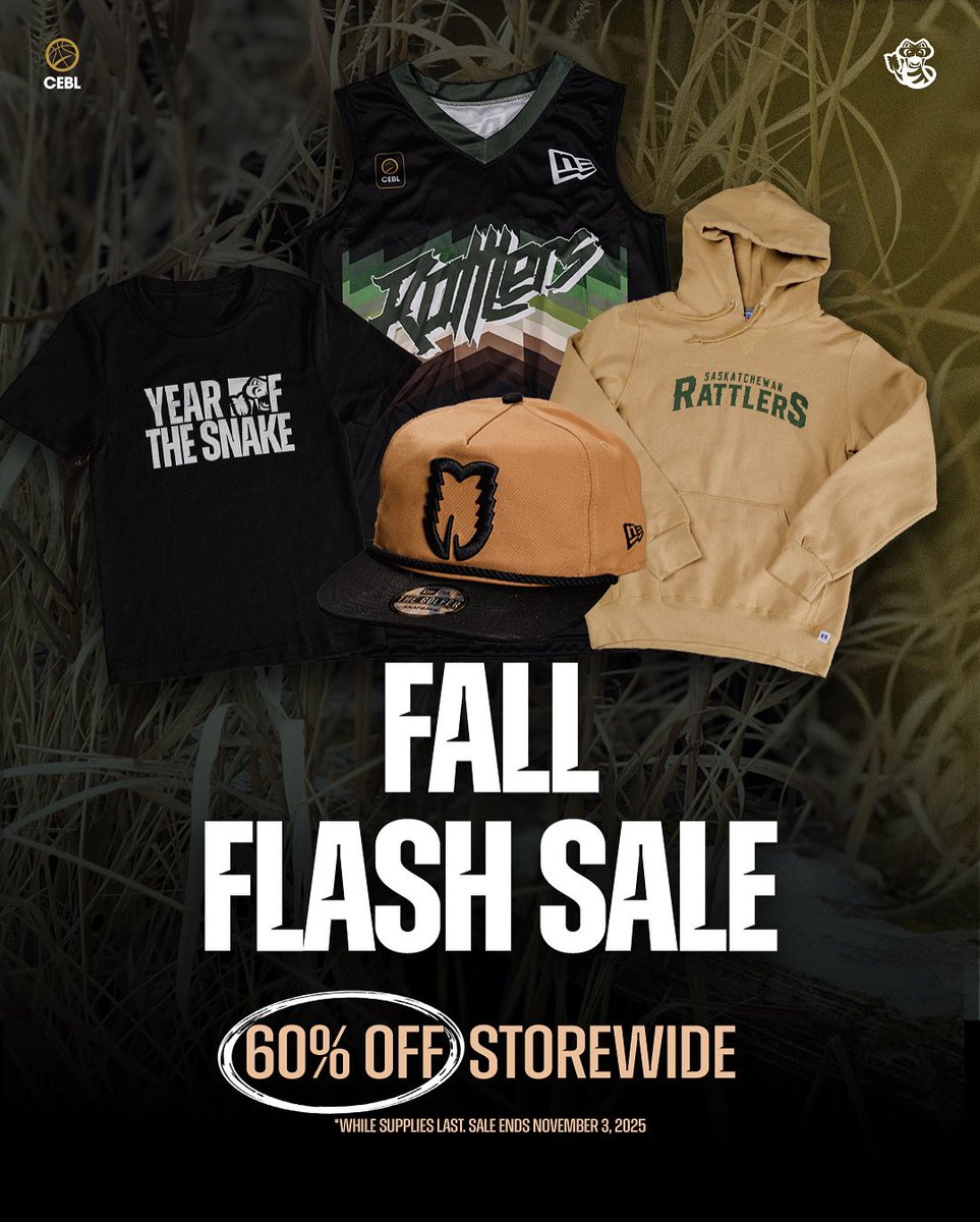 FALL FLASH SALE 🍂🔥

Score 60% off everything in the Rattlers Store, but only for a limited time 

Shop now at Rattlers.ca/shop 🐍