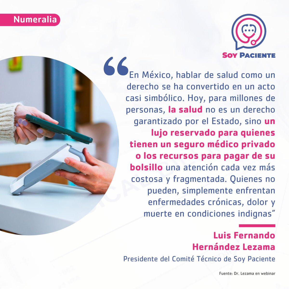 ⚠️ “En México, la salud dejó de ser un derecho y se ha convertido en un lujo para quienes pueden pagarla. Quienes no, enfrentan enfermedades, dolor y muerte en condiciones indignas.”

— Dr. Luis Fernando Hernández Lezama, Soy Paciente

#SaludEsDerecho #TransparenciaEnSalud