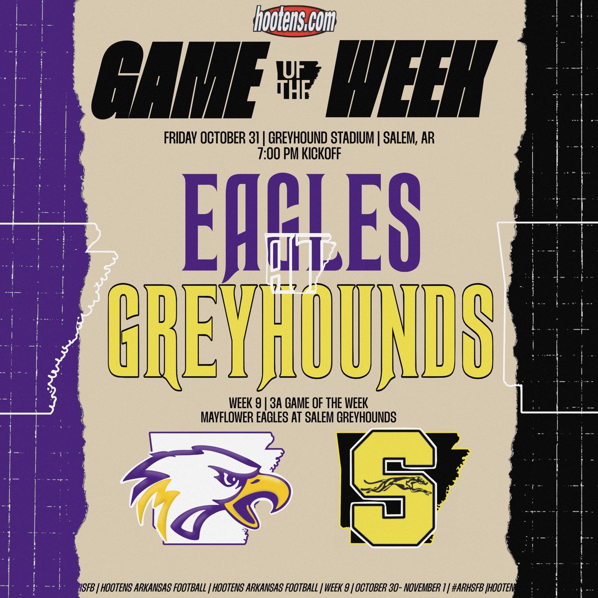 Hooten’s 3A Game of the Week | #7 Mayflower (8-0, 5-0) at #1 Salem (8-0, 5-0)

This is shaping up as a defensive showdown in Salem: hootens.com/class-3a-week-…
