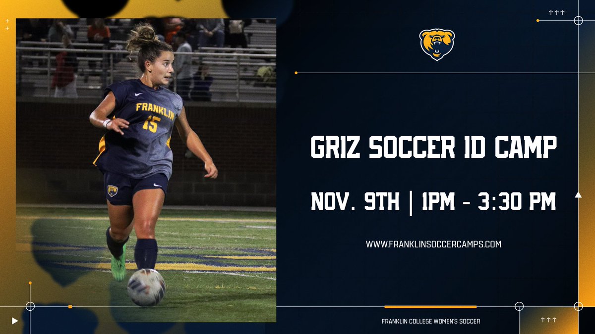 Join us for the Griz Soccer ID Camp on Nov. 9th at Franklin College! Discover your potential and take your skills to the next level. Register now at FranklinSoccerCamps.com.