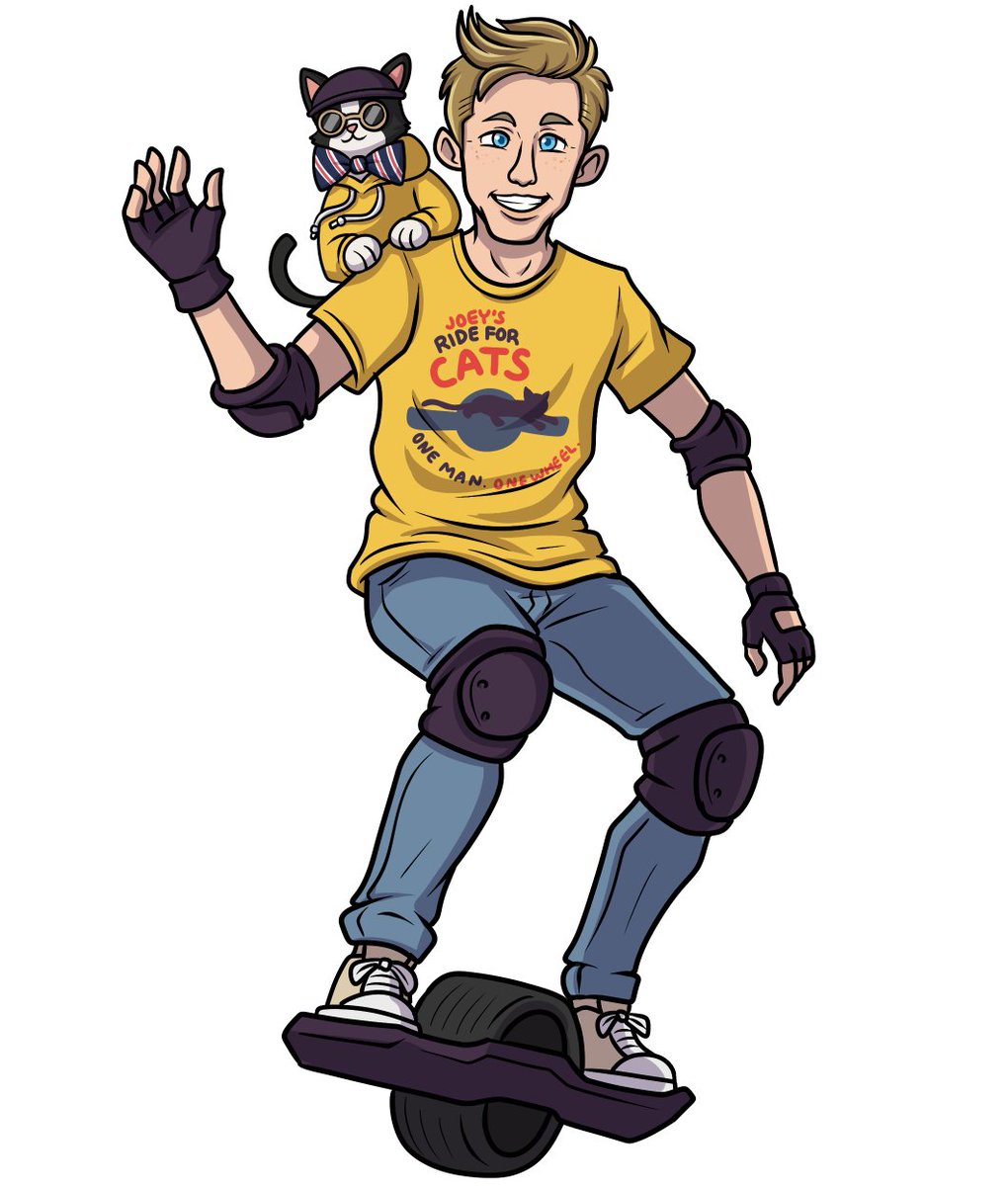 TransformARTive's tweet image. Congrats to @joeyluthman on making it to Day 27 of his #JoeysRideforCats cross country Onewheel trip for a Cat charity. Awesome to see this in progress. A little gift art for the occasion.