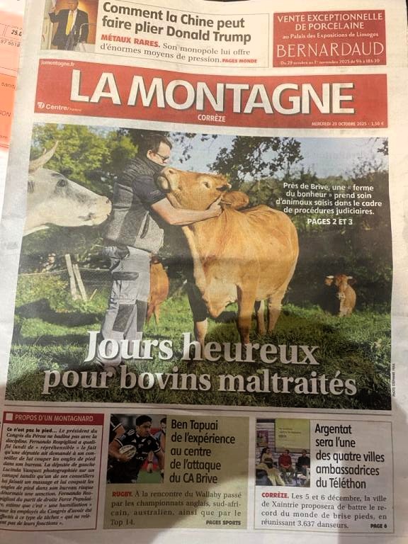 Et voilà le Troupeau du Bonheur à la Une de <a href="/lamontagne_fr/">La Montagne</a> !
Bravo à la Ferme de Louis 🍀🐮🥰