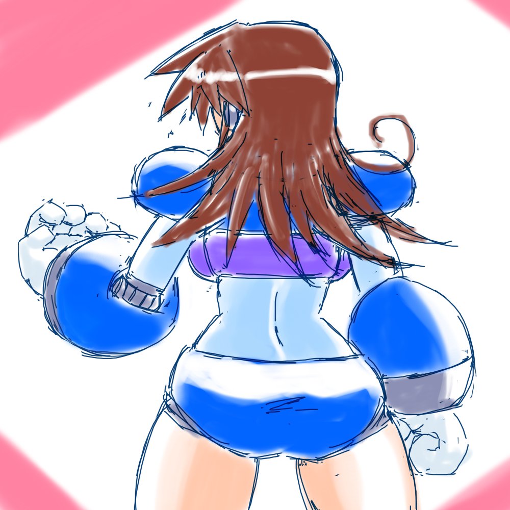 今日の寝る前らくがきぺけ子(後ろ姿)|ω゜) 