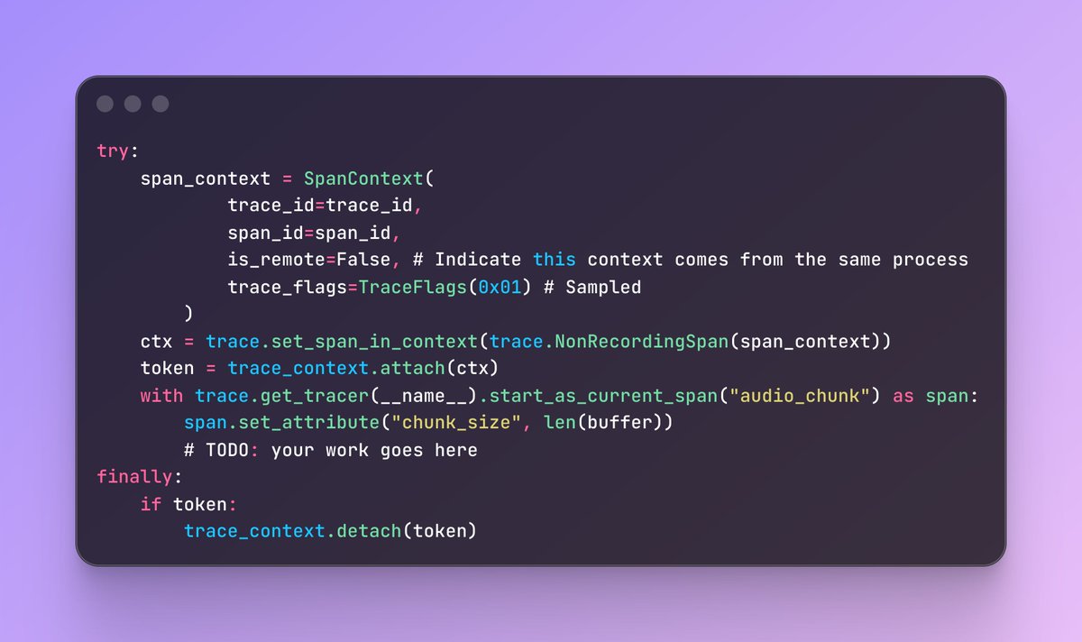 stonecobra's tweet image. Doing some work in an async context in Python and need a trace that the Otel instrumentation isn't giving you?  Here you go: