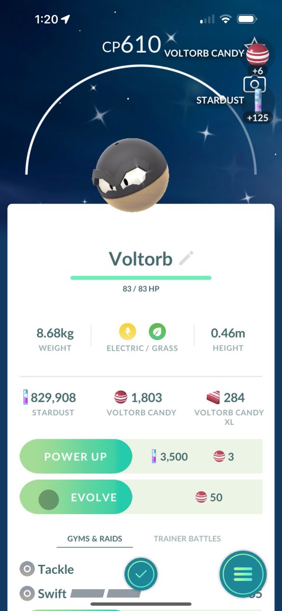 CmagsPOKE's tweet photo. Haven't even seen this shiny yet! Daughter clicked it and we got so excited 😁 #shiny #shinyvoltorb https://t.co/A7rB0gHMN8