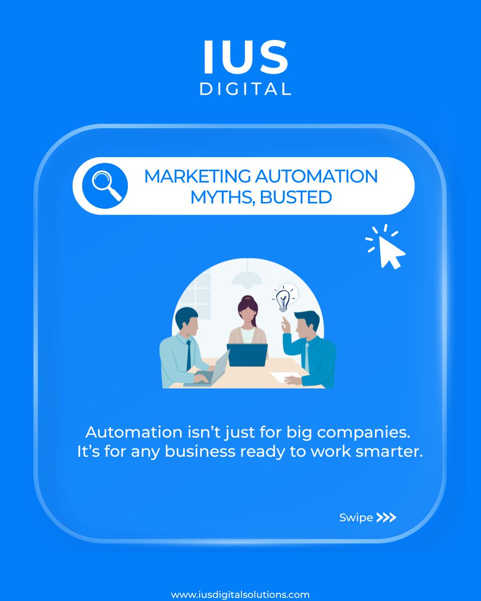 _iusdigital's tweet image. These common myths are holding back from saving time and boosting revenue. The truth is smart automation is scalable, personal, and more than just email.

Let’s build your automation roadmap.

#MarketingAutomation #MartechSolutions #BusinessGrowth #IUSDigitalSolutions