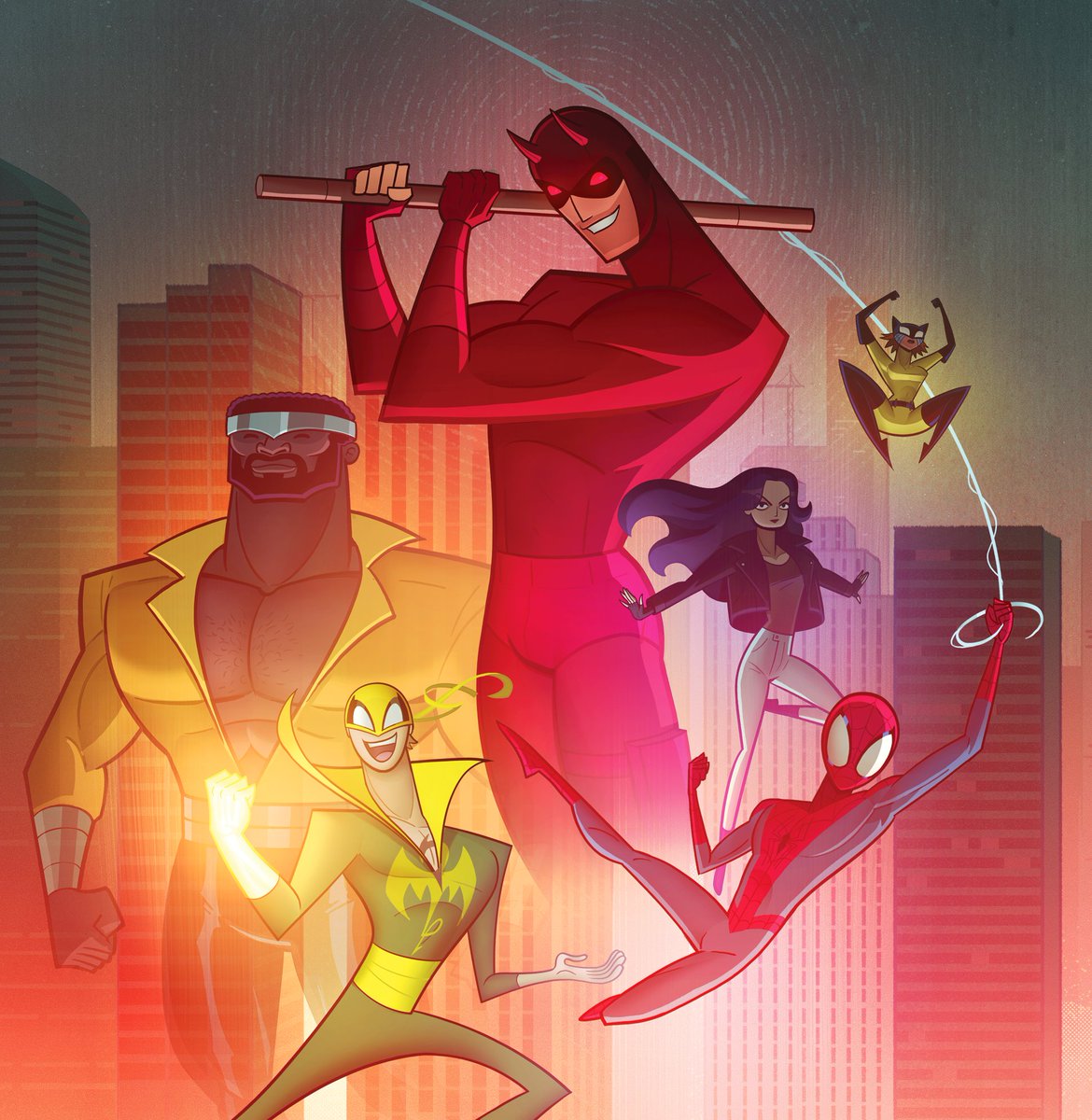 benfo's tweet photo. Marvel Knights/Defenders - Daredevil, Luke Cage, Jessica Jones, Iron Fist &amp; Hellcat --  or whatever you want to call this group of heroes! https://t.co/ET3ctCrRCo