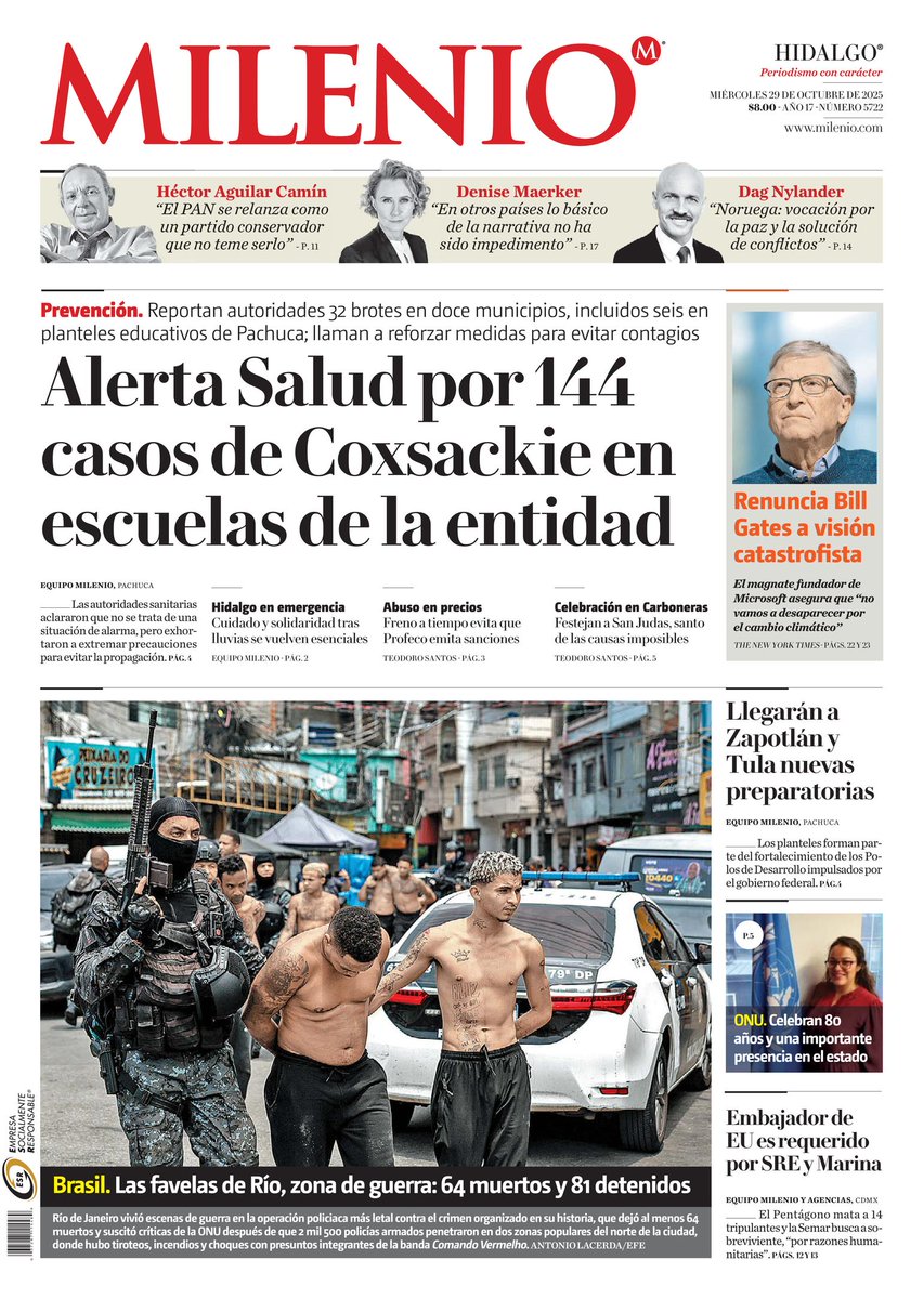 manchetempo's tweet photo. Jornais da América Latina que deram foto ou chamada de 1ª página para o que aconteceu ontem no Rio:

El Espectador (Colômbia)
Milenio (México)
El Comercio (Peru)
El Universal (Venezuela) https://t.co/UeGaFTo4pb