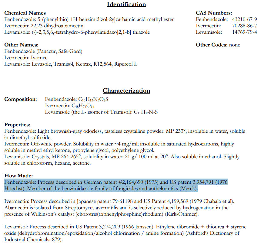 JoeTippen's tweet image. Fenbendazole has been off patent since 1996!

That's why the Cancer Drug Cartel hates it and hates all Stage 4 Cancer patients who use it 🤔

Folks, this is why we get attacked every day. 🤫

"German patent #2,164,690 (1973) and US patent 3,954,791 (1976 Hoechst)"

"The core…