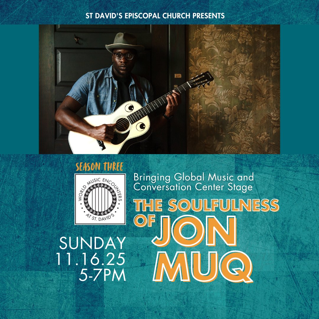 Get tickets for World Music Encounters: Season Three The Soulfulness of Jon Muq Sunday, Nov. 16, 5-7 p.m. Free garage parking. All-ages show. 🎟️ $15-$35
stdave.org/world-music-en…
<a href="/JonMuq/">Jon Muq</a> <a href="/TexasDiocese/">The Episcopal Diocese of Texas</a> #Austin #GlobalMusic