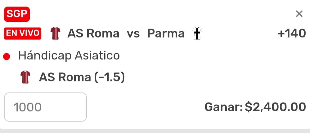 Pick en vivo Familia, Duerte y exito🎥

Roma -1.5 Handicap 
Cuota +140🔥
#Roma #romaparma #SerieA