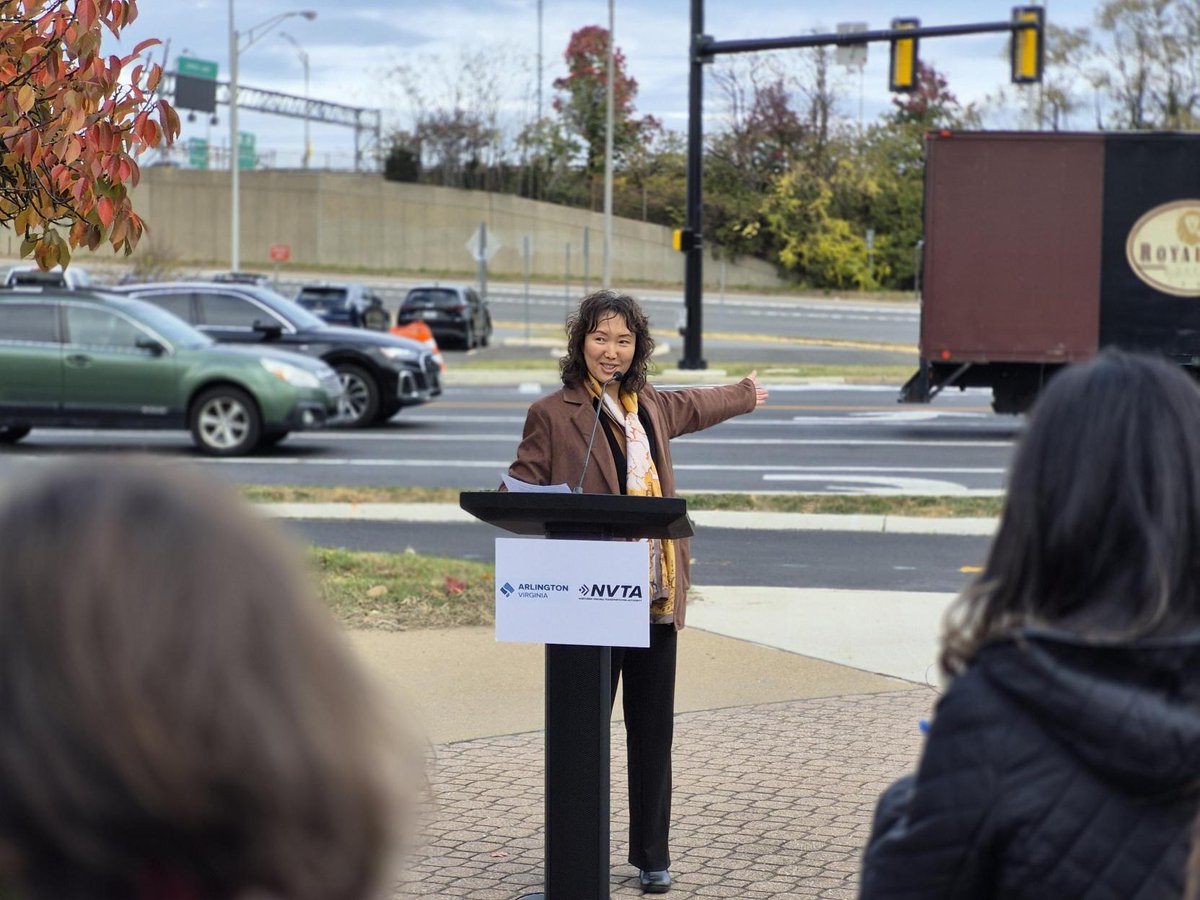 Arlington County Board members, including Chair Takis Karantonis, joined regional partners to celebrate the completion of the Army Navy Drive Complete Streets Project, which delivers safer, multimodal connections between the Pentagon, Pentagon City, and Crystal City.