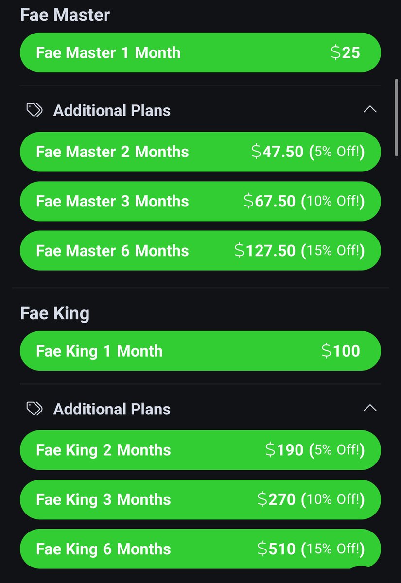 _After_Dusk's tweet photo. I’ve decided to lower my Fae King tier from $150 to $100. I realize that it was asking a bit much for only lewd content. 

I’ve also enable discounts if you purchase multiple months at a time for my two highest tiers. https://t.co/sFBeCh1uOU