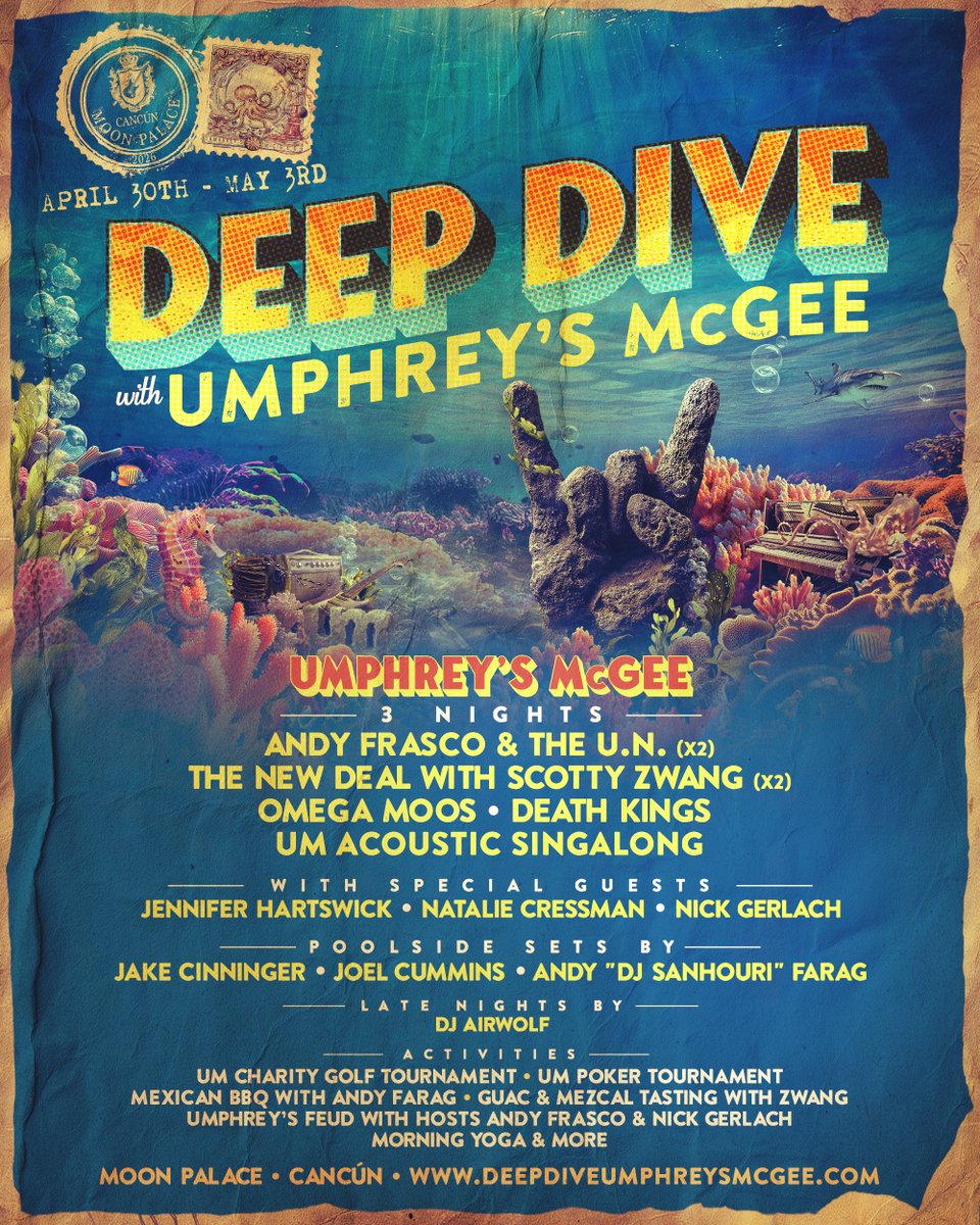 Cancún with mi cabrones <a href="/umphreysmcgee/">Umphrey's McGee</a> April 30-May 3, 2026.. lfg  

🔗 deepdiveumphreys.com
📸 Brett Bergen