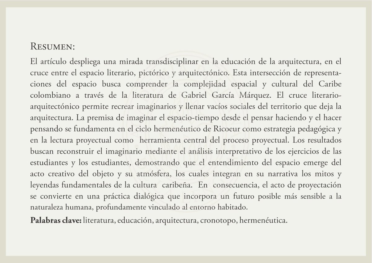 BoletinAPL's tweet photo. Territorio e imaginario literario: exploración hermenéutica de la espacialidad de Aracataca desde la obra de Gabriel García Márquez.
https://t.co/Uc3RmbgE96 https://t.co/ASNEstusvf