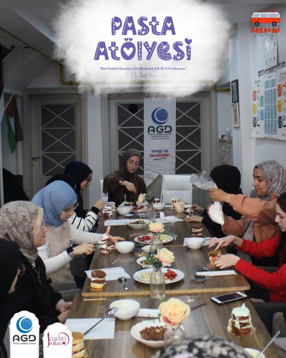 🧁 Mini Pasta Atölyemizi Gerçekleştirdik! 🎀

Bugün liseli kız kardeşlerimizle bir araya geldik, birbirinden lezzetli mini pastalar yaptık.🍰
Kimi kremasını sürdü, kimi süsünü yerleştirdi; derneğimizde el birliğiyle harika bir ortam oluştu. 🤍