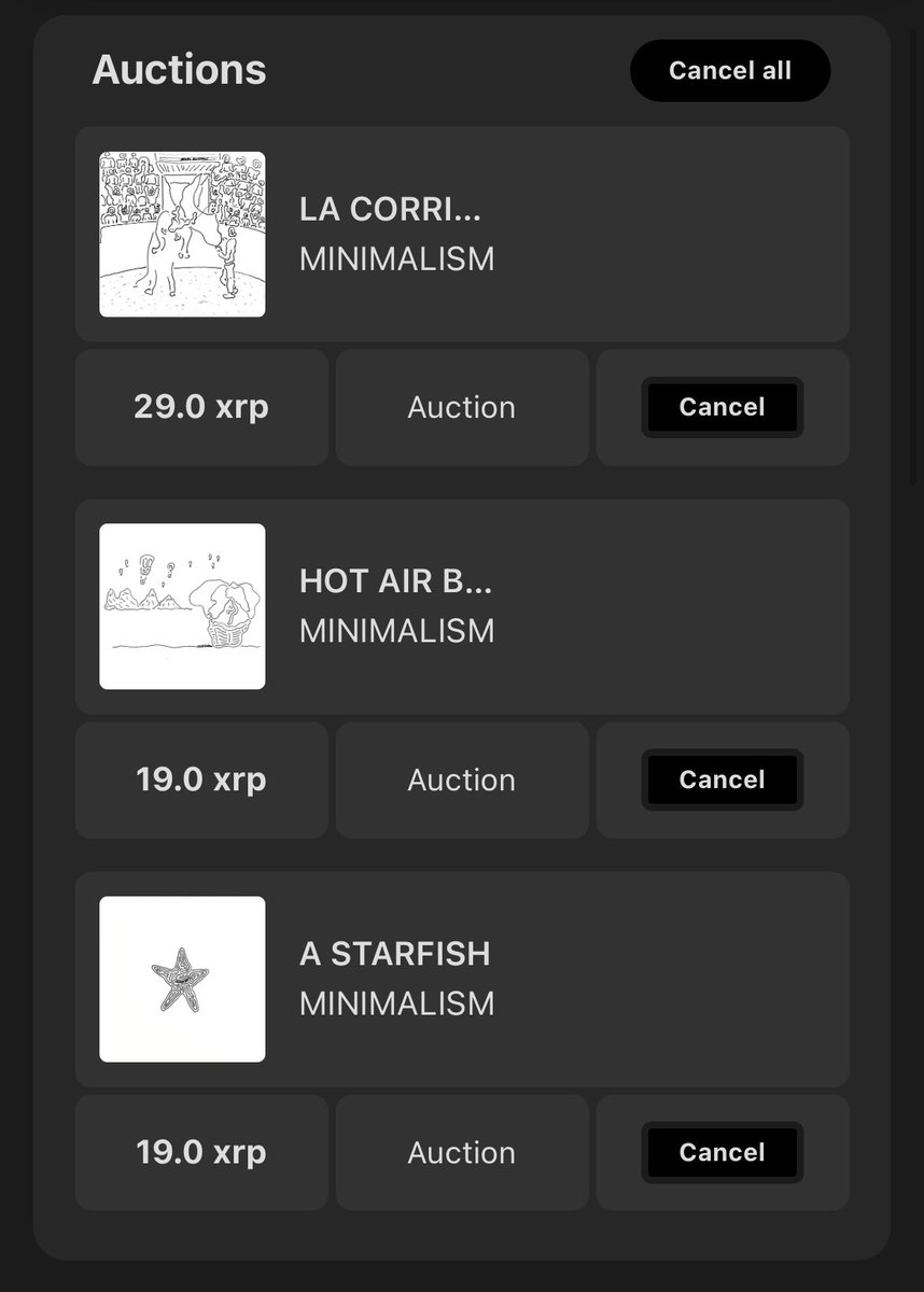 Tried to auction these pieces but wasn’t sure if I had to accept or wait til timer was up but these offers came in &amp; then disappeared I assume someone was playing with my heart strings 🥴🥹💔

Anyone know about how the auctions work on <a href="/xrpcafe/">xrp.cafe ☕</a> ?