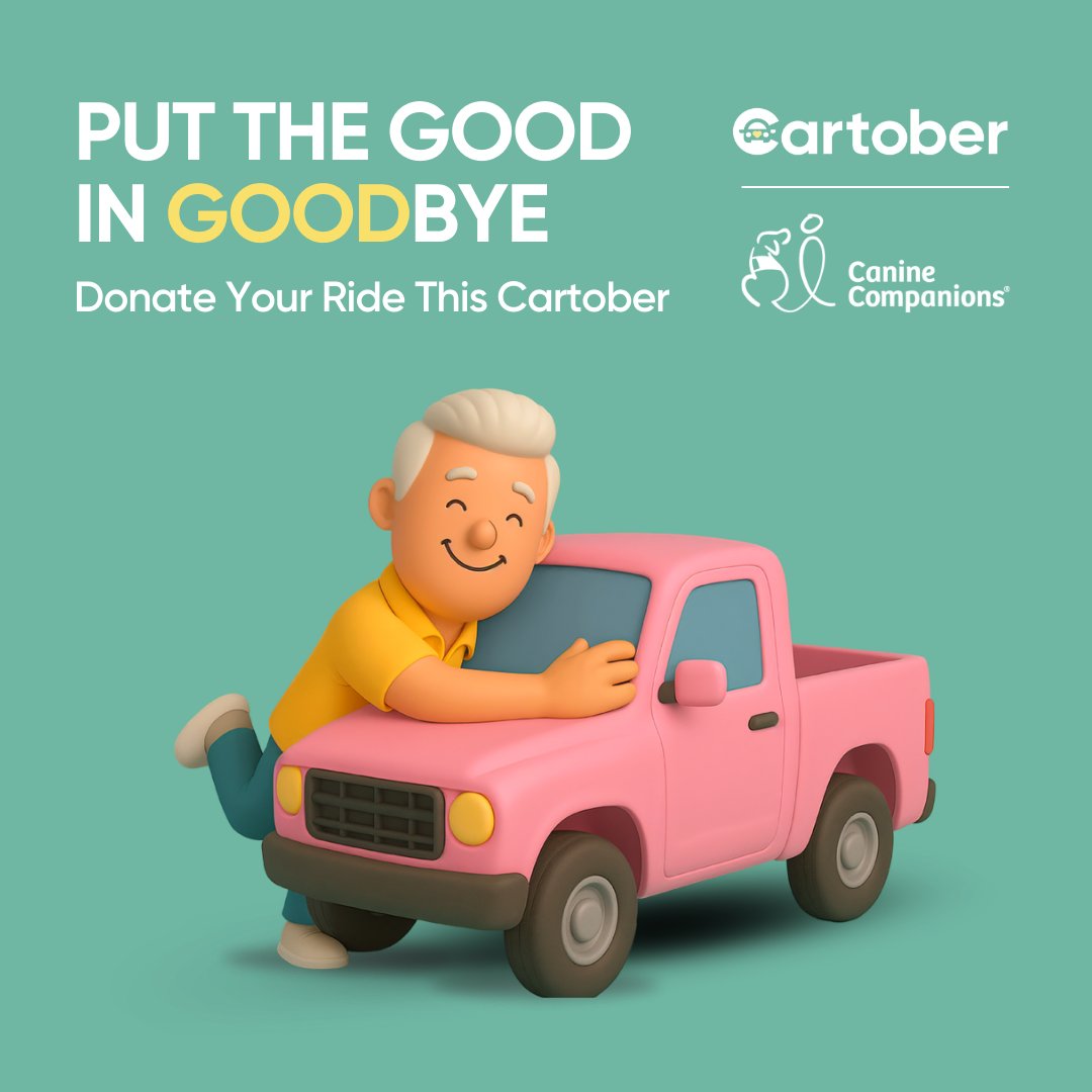 canineorg's tweet image. Put the &quot;good&quot; in goodbye! #Donate your old or unwanted vehicle – for FREE! 🚙🐕‍🦺 Your vehicle #donation turns into dollars to help provide more #servicedogs to people with disabilities. 

➡️ Get started: cartober.com/canine

#Cartober2025 #car #motorcycle #boat #RV