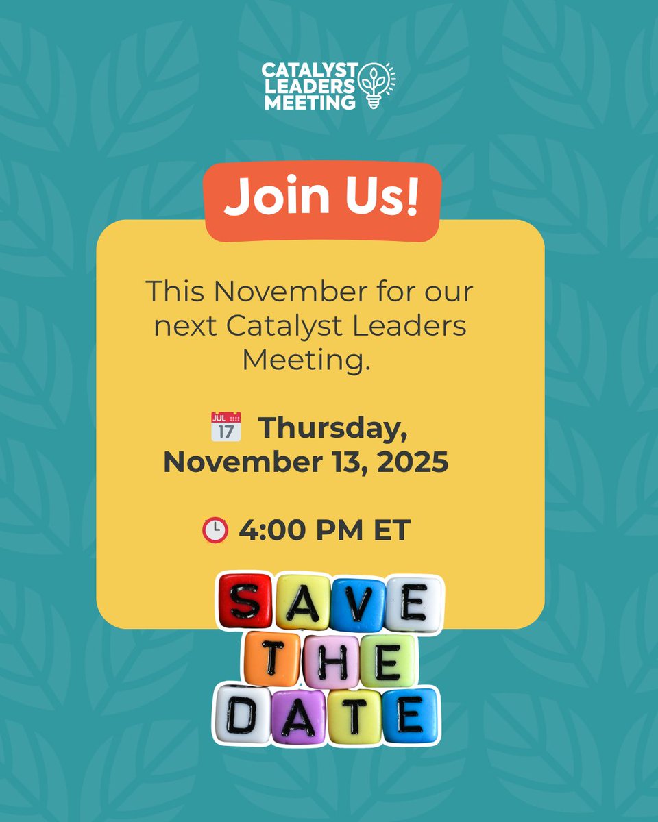 GreenSchoolsNN's tweet image. ✨ The spark begins! ⚡️ 🍃 
Join GSNN’s November Catalyst Leaders Meeting as we unveil Green Spark.

Featuring @ecorise , spotlighting educators and students driving real impact.
📅 Nov 13 | 4 PM ET
💚 Save your spot today: share.hsforms.com/1Stie4IPyS5GaZ…
.
#Sustainability #VirtualEvent