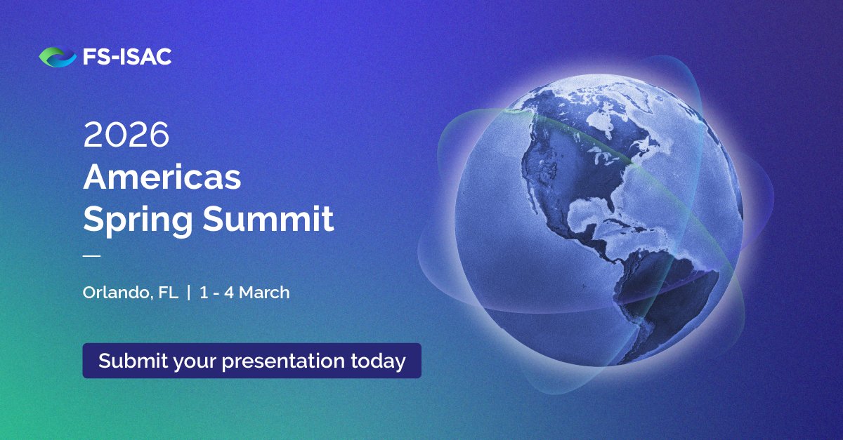 FSISAC's tweet image. Final call to submit your presentation proposal for our 2026 Spring Summit! Don&apos;t miss your chance to fortify our trusted ecosystem by sharing your insights and strategies.

Submit your idea for a presentation, roundtable, or panel discussion today at hubs.ly/Q03QPpcz0