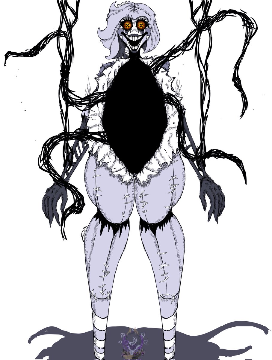 🜍 Hi from Abyss!
For now last one of Phobia-girls
Meet Phobia-Puppet! Probably one of most good and creepy designs
Сeramic mask behind which she hides her true face, and the rest of her body, is sewn
And she can cut herself open and inside... Nothing?... Just bottomless void...