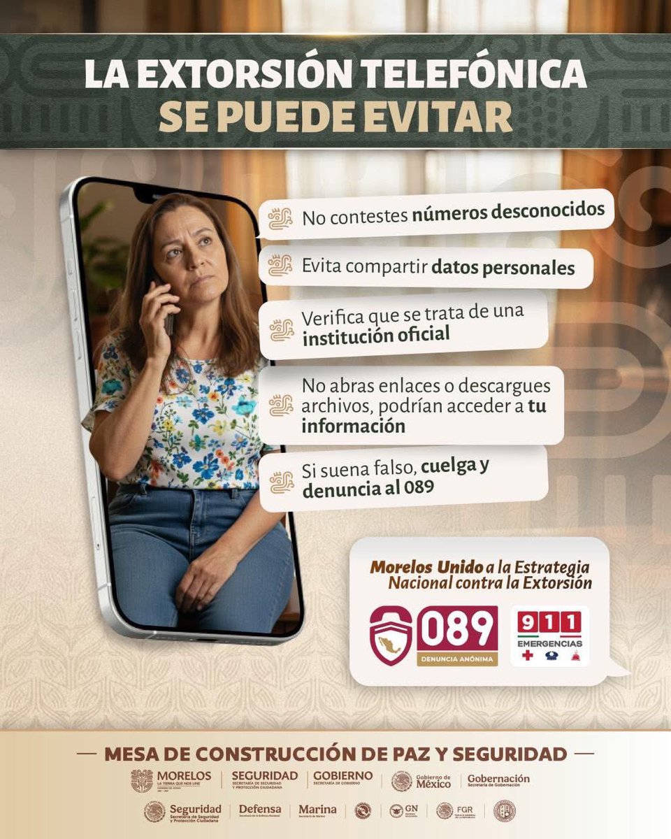 INICIA CAMPAÑA ESTATAL CONTRA LA EXTORSIÓN EN MORELOS

#LaTierraQueNosUne 

Aquí toda la información 👇🏼👇🏼👇🏼

morelos.gob.mx/ultimas-notici…